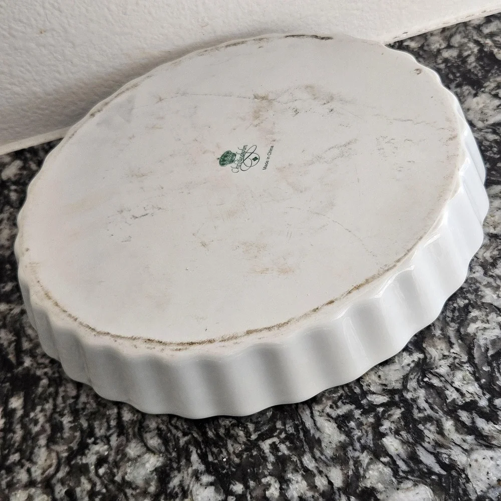 Christineholm Porcelain Rose Pattern Quiche, Tart, Pie Plate Baking‎ Dish